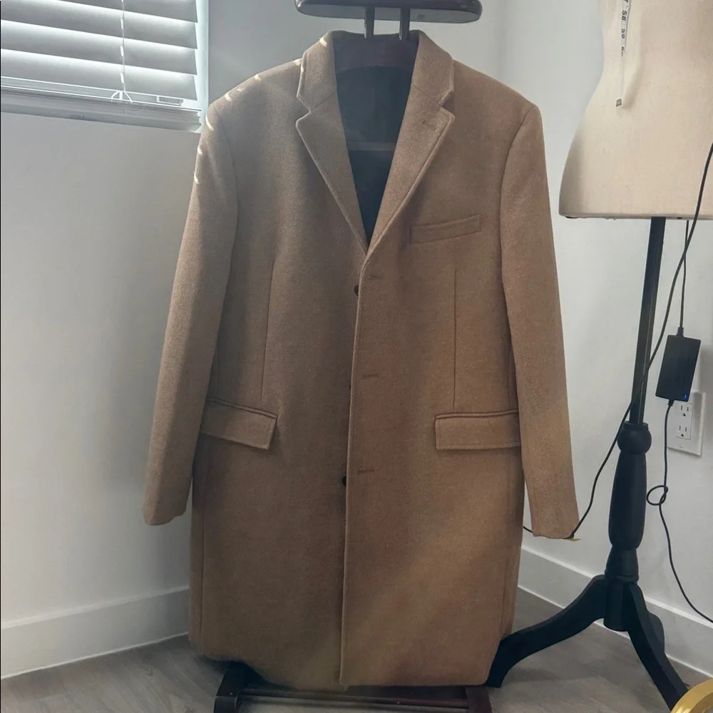 J. Crew Thompson Tan Button Down Wool Topcoat.  Sz XL